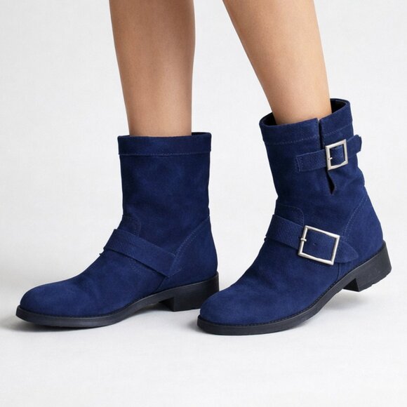 Jimmy Choo Shoes - Jimmy Choo Blue Suede Leather Boots, 36.5 / 6